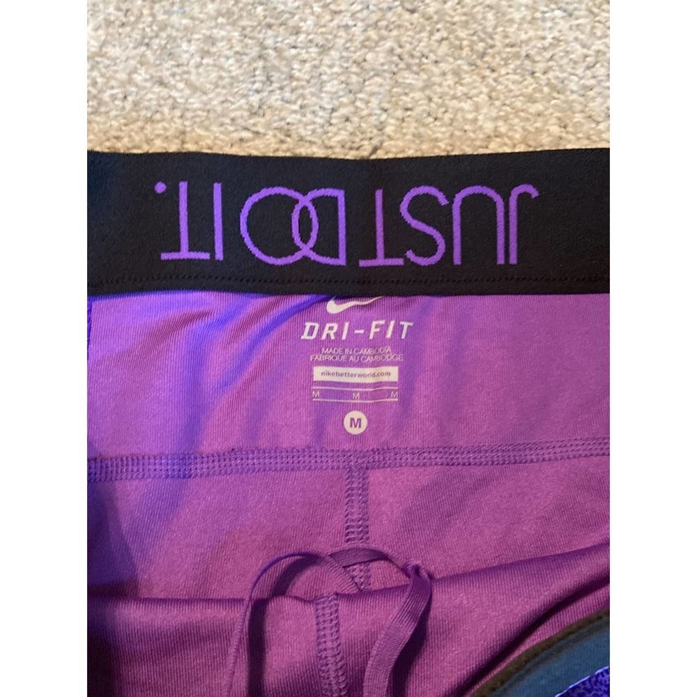 Nike Dri-FIT Just Do It Purple Space Dye Cropped Leggings Womens Medium - Picture 2 of 4